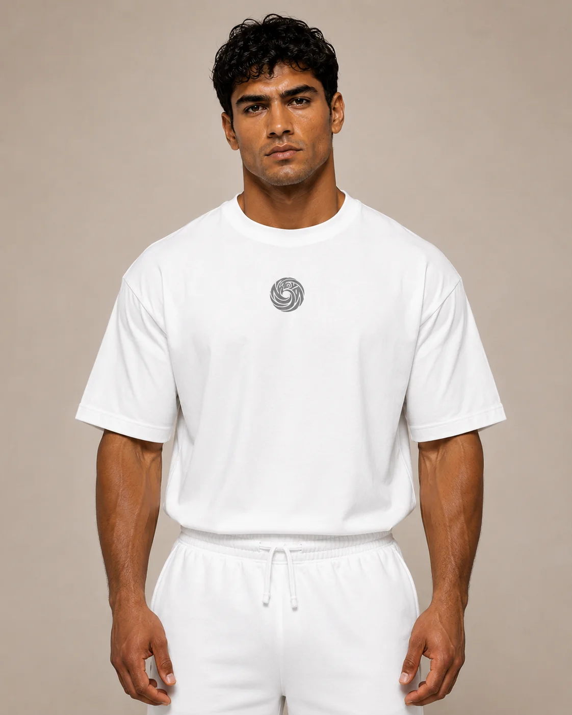 White NAGYM Oversized Tee, front view