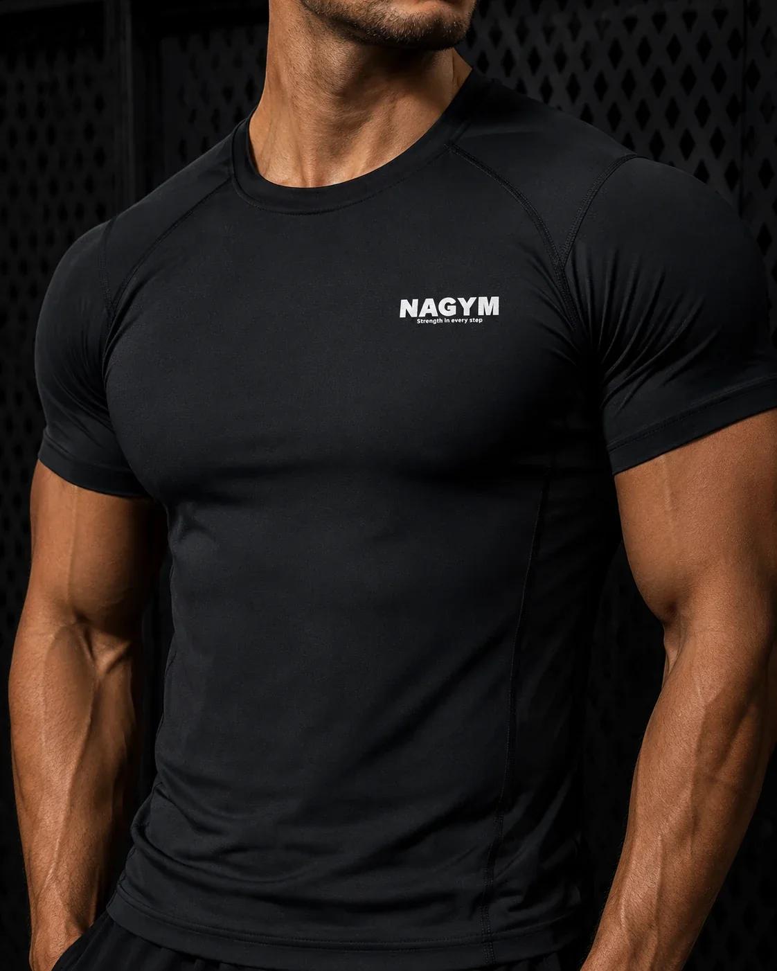 Black NAGYM Compression Shirt, front view