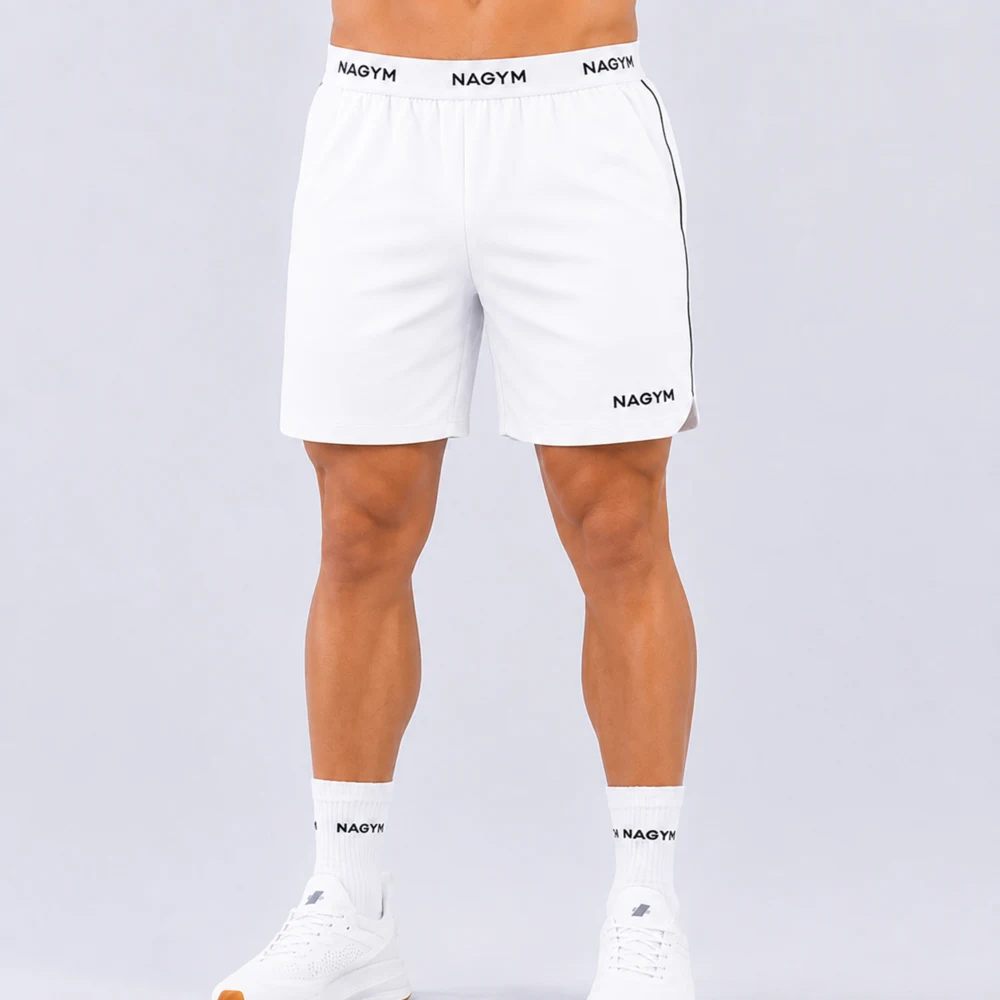 Moonlight White NAGYM Performance Shorts, front view